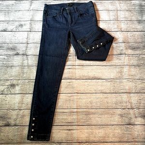 Stretch Skinny Jeans With Pearl Buttons